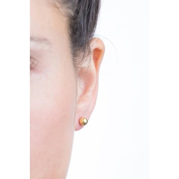 10K Real Solid Gold Ball Stud Earrings, Minimalist Hypo Allergenic Tiny Studs - Picture 4 of 7